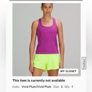 Lululemon swiftly tank vivid plum size 4